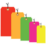 13 Pt. Shipping Tags - Fluorescent - Pre-Strung
