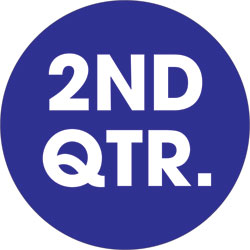 2" Dark Blue - "2ND QTR."  Quarter Labels