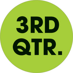 2" Fluorescent Green - "3RD QTR."  Quarter Labels