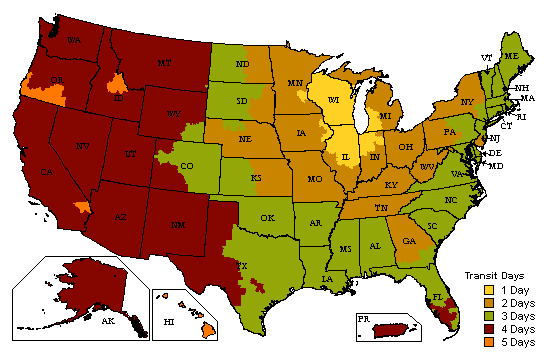 UPS Shipping Map